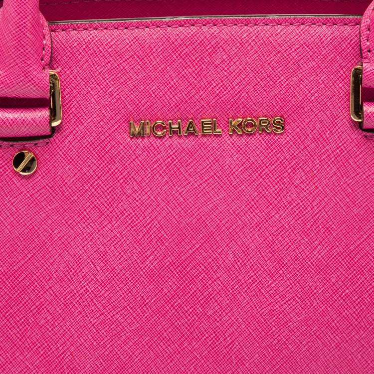 Pre Owned MICHAEL Michael Kors Fuchsia Leather Large Selma Tote