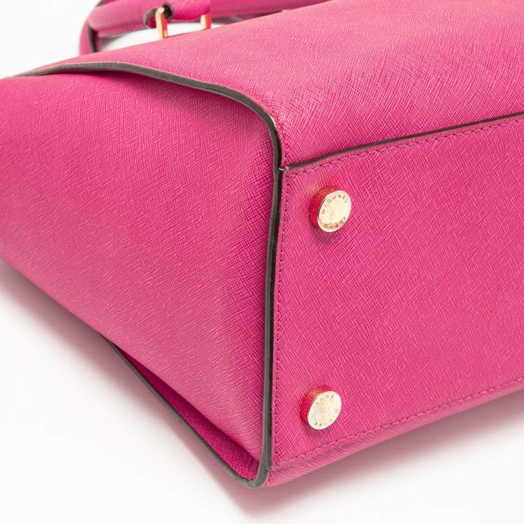 Pre Owned MICHAEL Michael Kors Fuchsia Leather Large Selma Tote