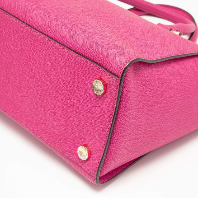 Pre Owned MICHAEL Michael Kors Fuchsia Leather Large Selma Tote