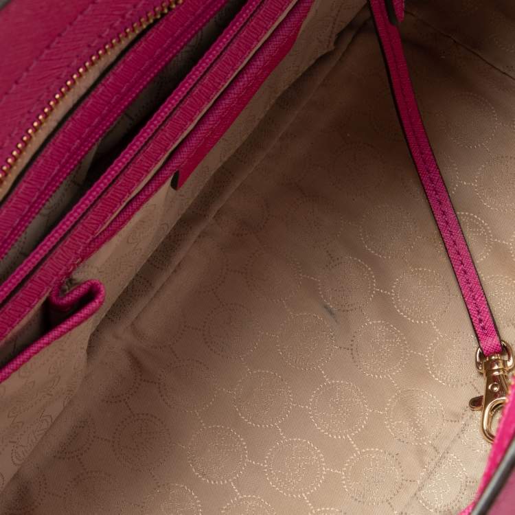 Pre Owned MICHAEL Michael Kors Fuchsia Leather Large Selma Tote
