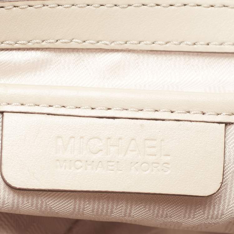 Pre Owned MICHAEL Michael Kors Beige Python Embossed Leather Emery Satchel