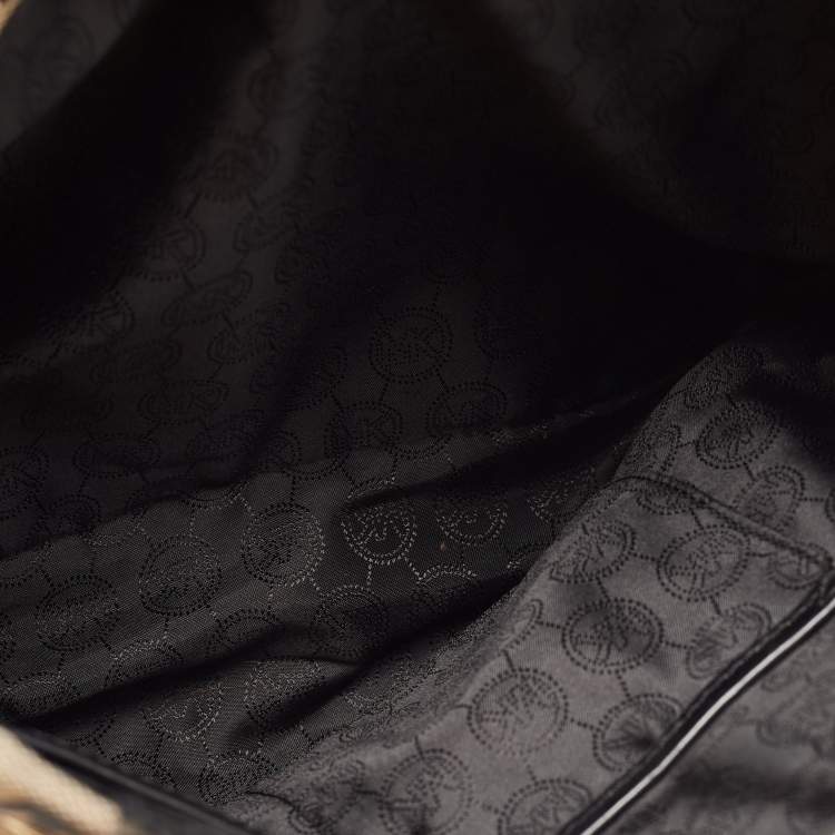Pre Owned MICHAEL Michael Kors Black/Beige Signature Canvas Jet Set Tote