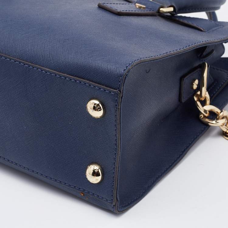 Pre Owned MICHAEL Michael Kors Navy Blue Saffiano Leather Hamilton Tote 