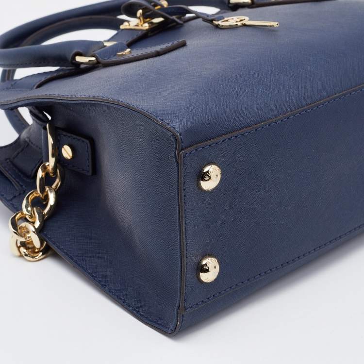 Pre Owned MICHAEL Michael Kors Navy Blue Saffiano Leather Hamilton Tote 