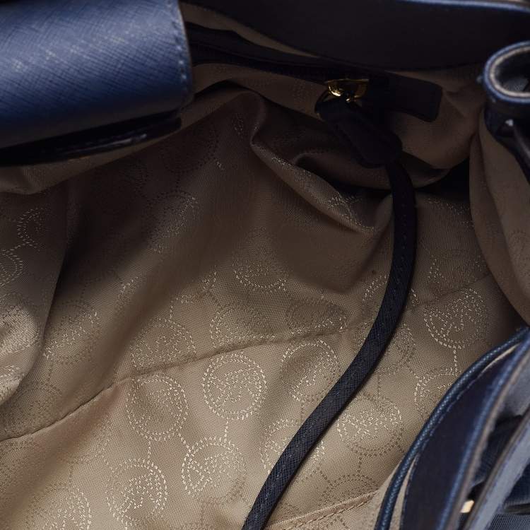 Pre Owned MICHAEL Michael Kors Navy Blue Saffiano Leather Hamilton Tote 