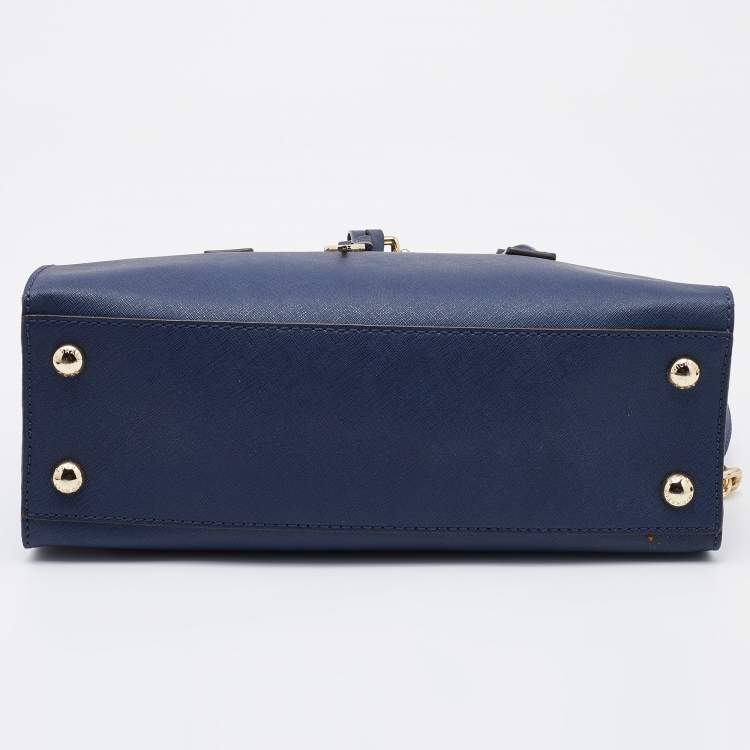 Pre Owned MICHAEL Michael Kors Navy Blue Saffiano Leather Hamilton Tote 