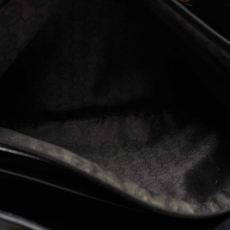 Pre Owned MICHAEL Michael Kors Black Leather Medium Jet Set Travel Tote