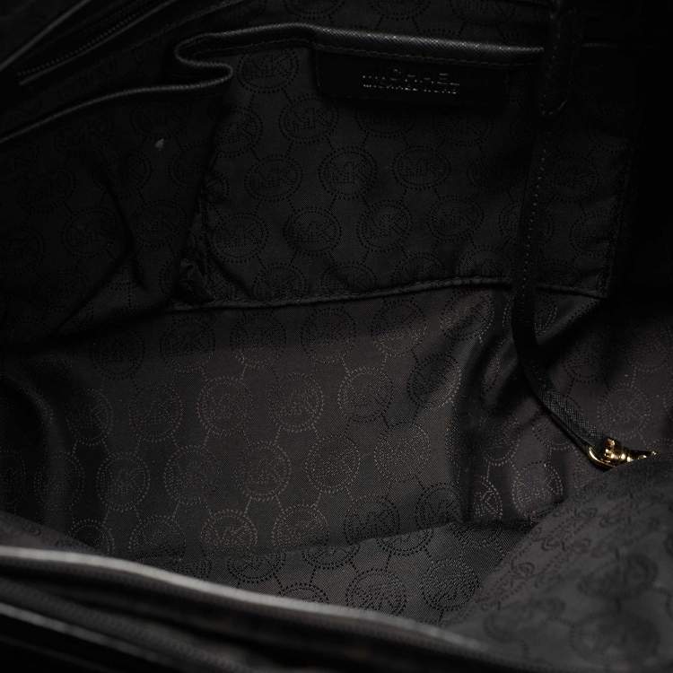Pre Owned MICHAEL Michael Kors Black Leather Medium Jet Set Travel Tote