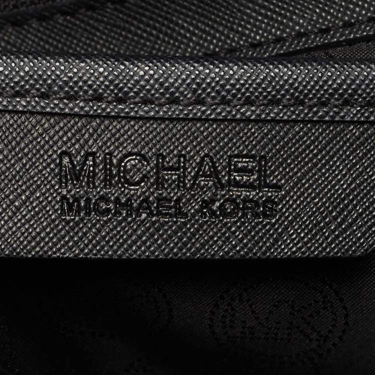 Pre Owned MICHAEL Michael Kors Black Leather Medium Jet Set Travel Tote