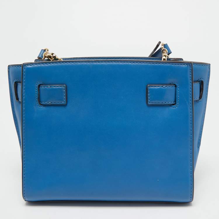 Pre Owned MICHAEL Michael Kors Blue Leather Hamilton Crossbody Bag
