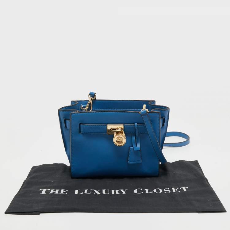 Pre Owned MICHAEL Michael Kors Blue Leather Hamilton Crossbody Bag