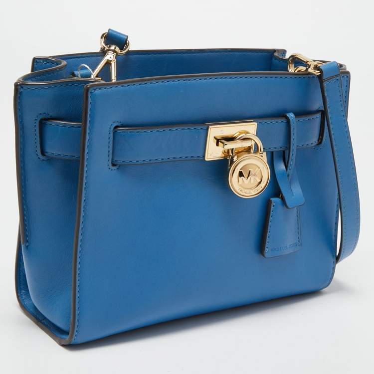 Pre Owned MICHAEL Michael Kors Blue Leather Hamilton Crossbody Bag