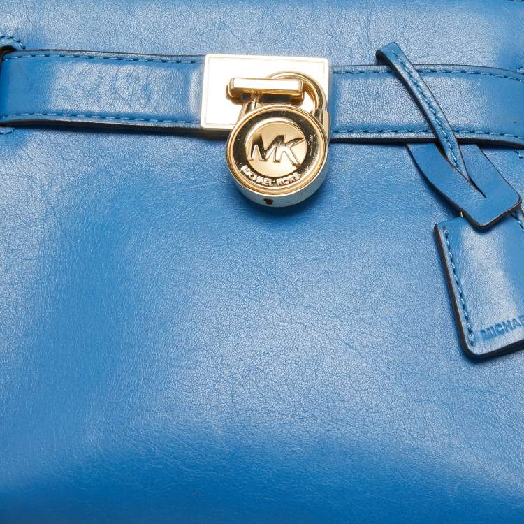 Pre Owned MICHAEL Michael Kors Blue Leather Hamilton Crossbody Bag