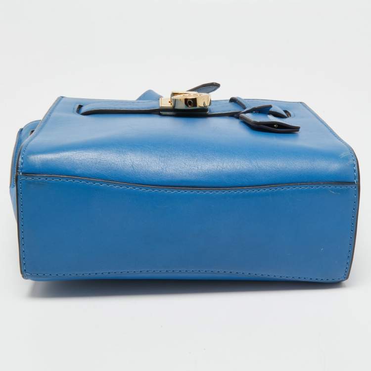 Pre Owned MICHAEL Michael Kors Blue Leather Hamilton Crossbody Bag