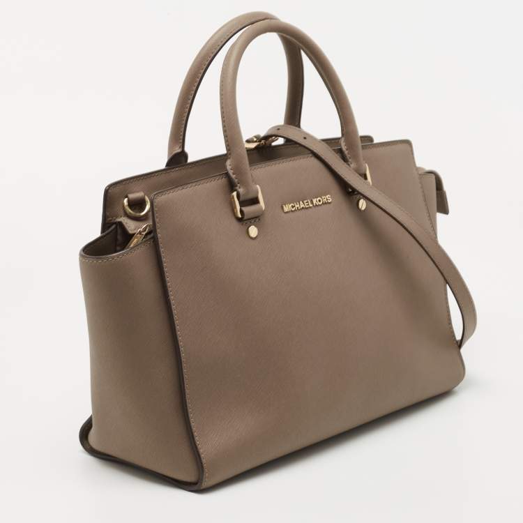 مملوكة مسبقًا MICHAEL Michael Kors Brown Saffiano Leather Selma Tote
