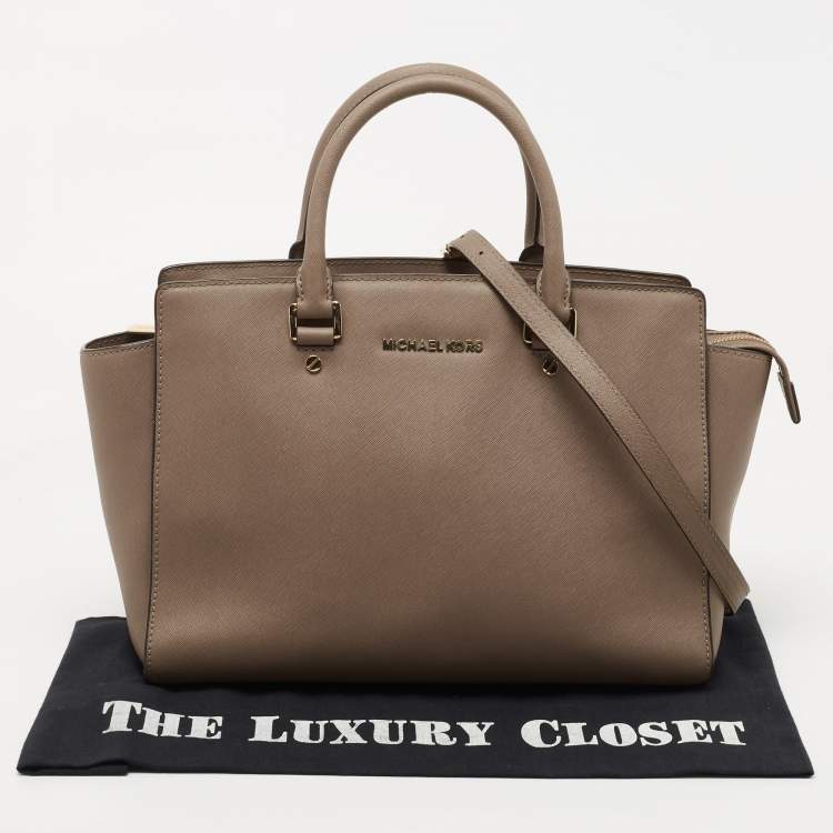 مملوكة مسبقًا MICHAEL Michael Kors Brown Saffiano Leather Selma Tote