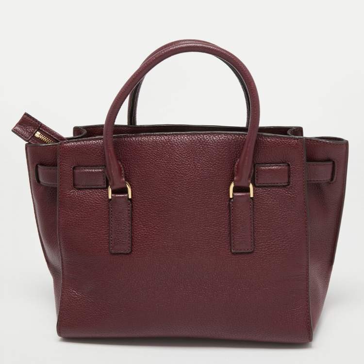 Pre Owned MICHAEL Michael Kors Burgundy Leather Hamilton Traveler Tote