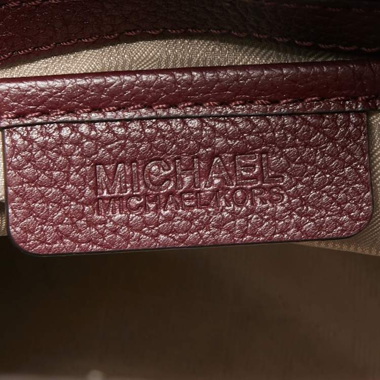 Pre Owned MICHAEL Michael Kors Burgundy Leather Hamilton Traveler Tote