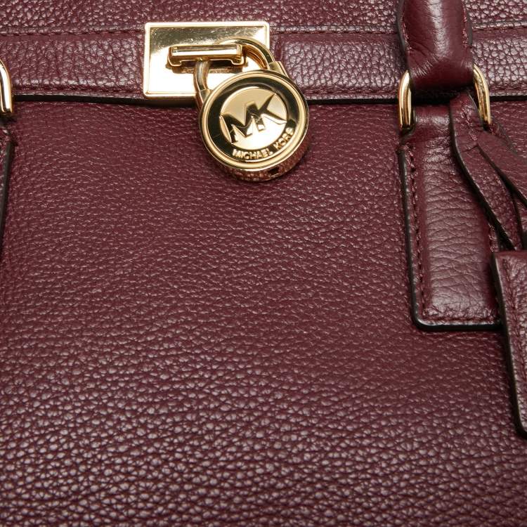 Pre Owned MICHAEL Michael Kors Burgundy Leather Hamilton Traveler Tote
