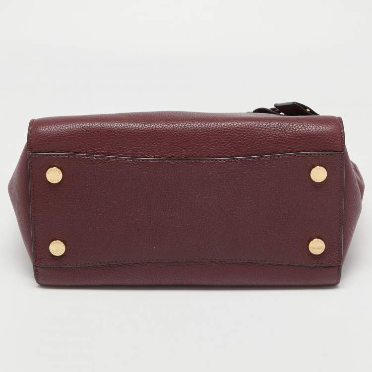 Pre Owned MICHAEL Michael Kors Burgundy Leather Hamilton Traveler Tote