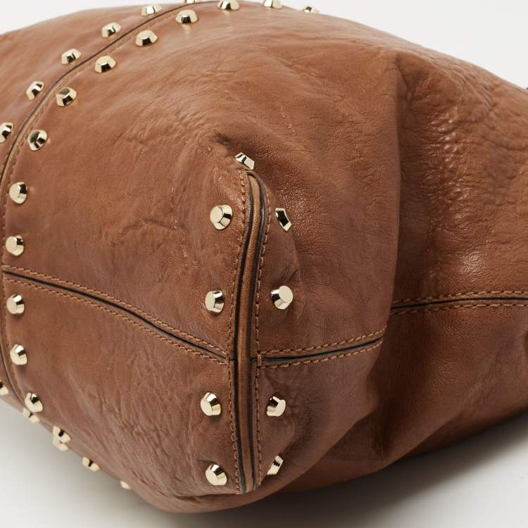 Pre Owned MICHAEL Michael Kors Brown Leather Studded Uptown Astor Hobo