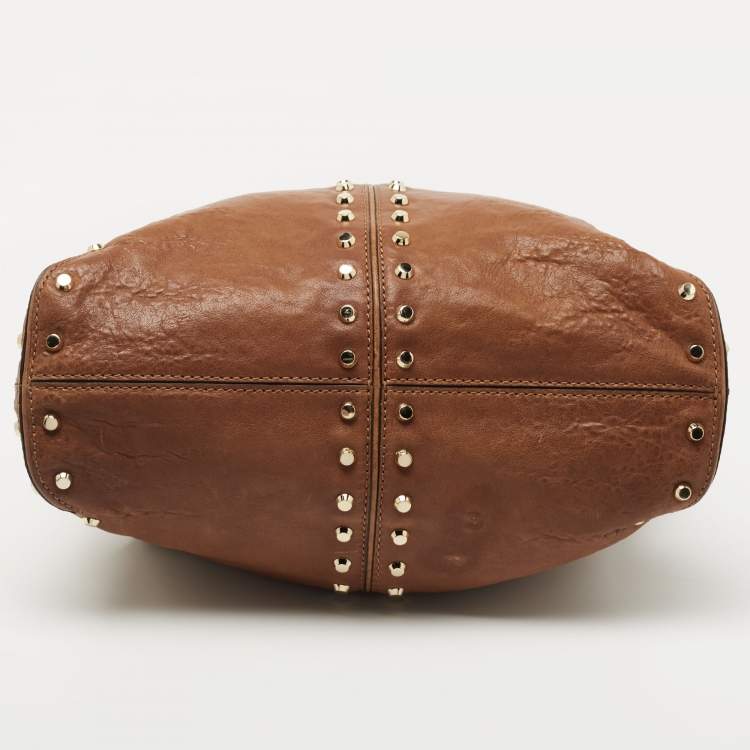 Pre Owned MICHAEL Michael Kors Brown Leather Studded Uptown Astor Hobo