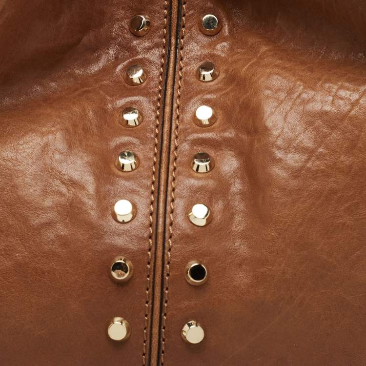 Pre Owned MICHAEL Michael Kors Brown Leather Studded Uptown Astor Hobo