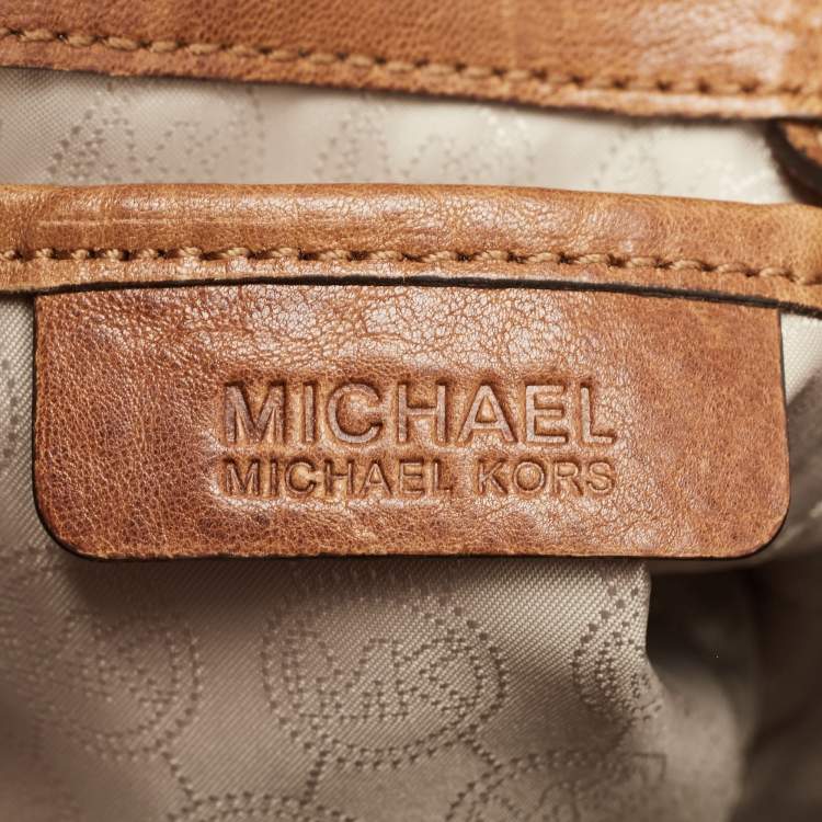 Pre Owned MICHAEL Michael Kors Brown Leather Studded Uptown Astor Hobo