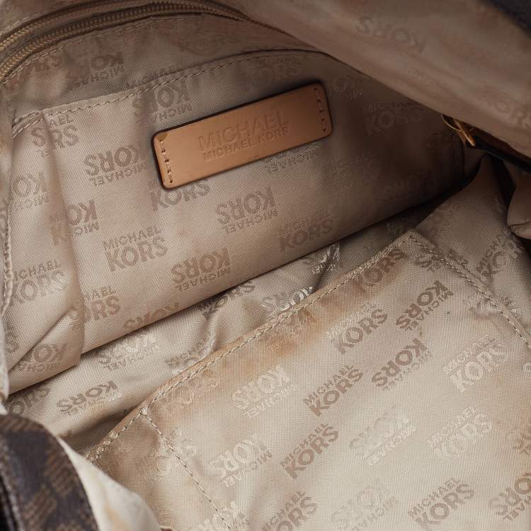Pre Owned MICHAEL Michael Kors Brown Signature Coated Canvas Shoulder Bag