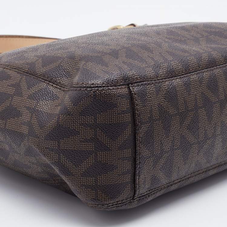 Pre Owned MICHAEL Michael Kors Brown Signature Coated Canvas Shoulder Bag