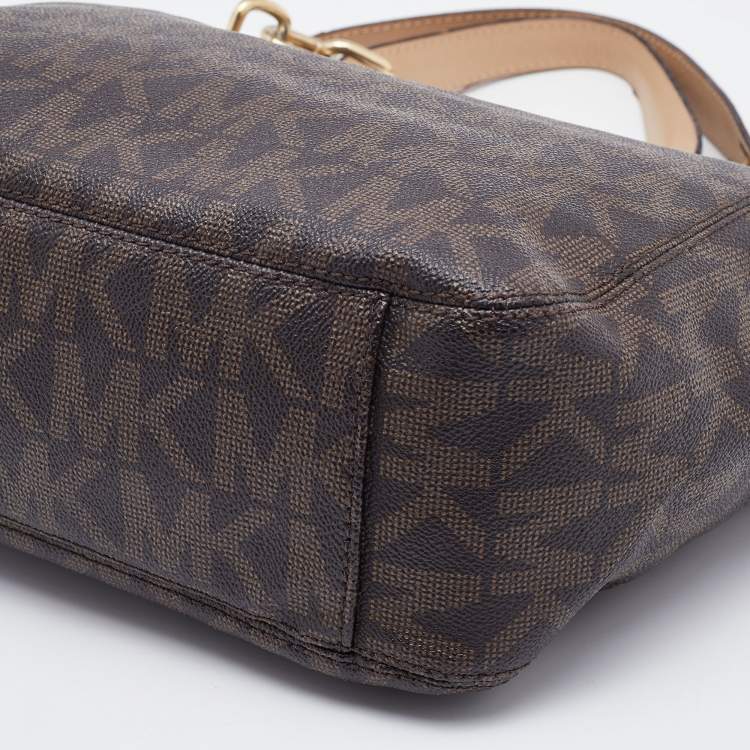 Pre Owned MICHAEL Michael Kors Brown Signature Coated Canvas Shoulder Bag
