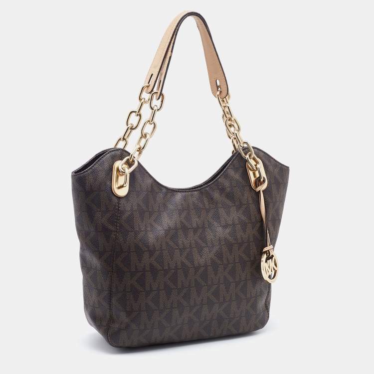 Pre Owned MICHAEL Michael Kors Brown Signature Coated Canvas Shoulder Bag