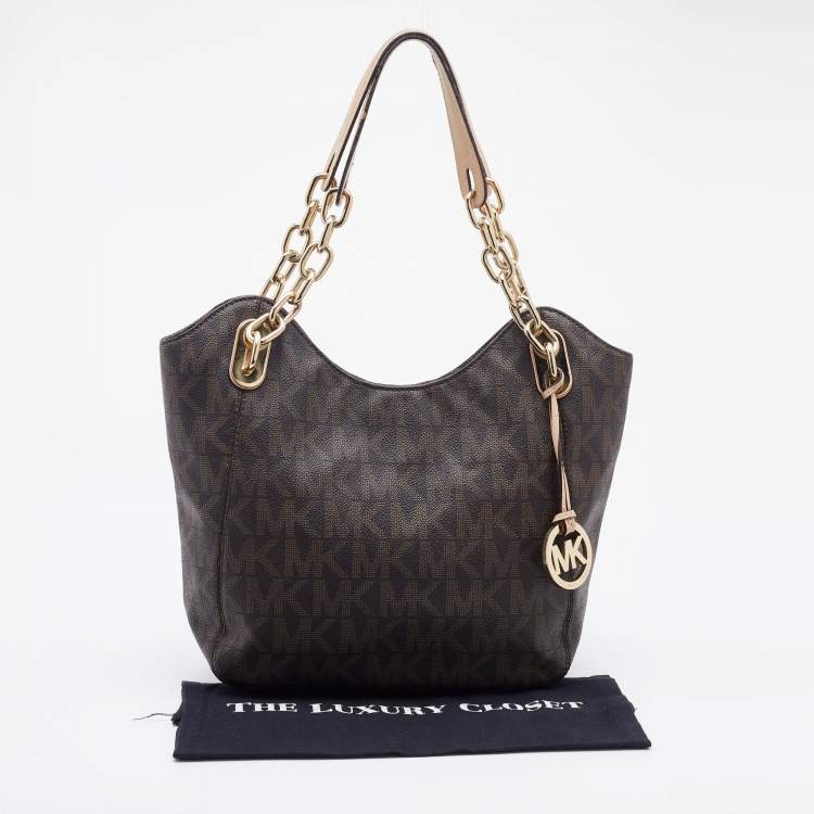 Pre Owned MICHAEL Michael Kors Brown Signature Coated Canvas Shoulder Bag