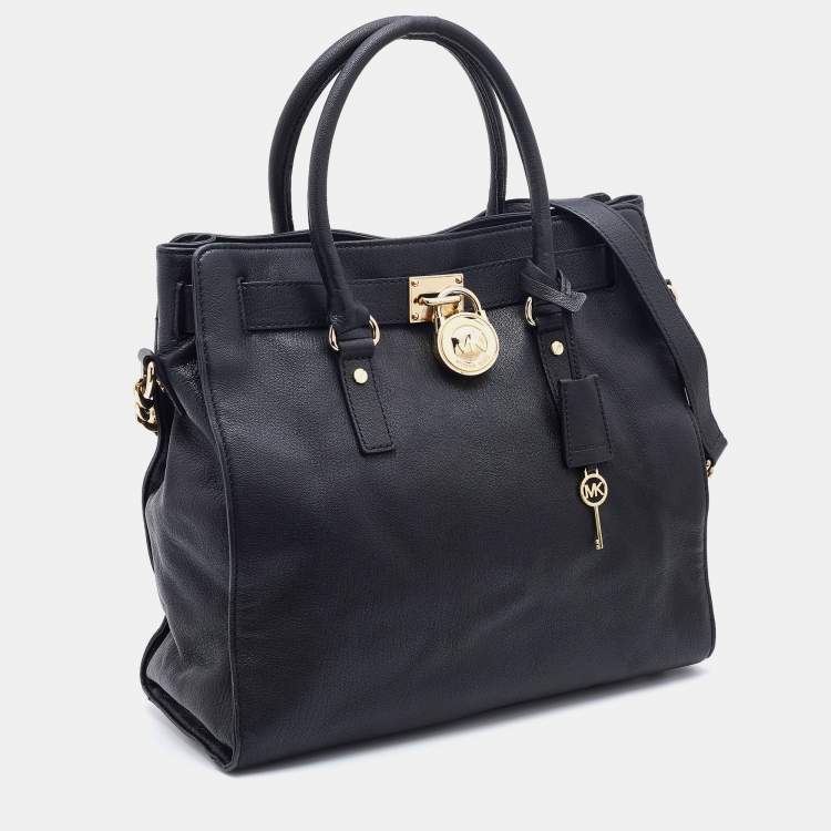 Pre Owned MICHAEL Michael Kors Black Leather Hamilton Tote