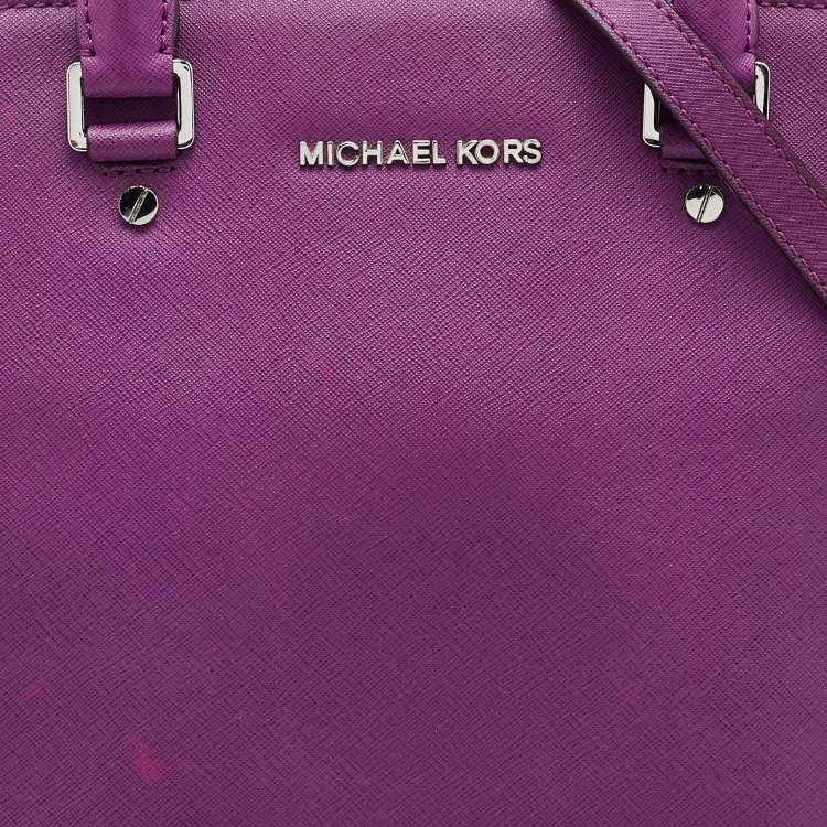 Pre Owned MICHAEL Michael Kors Fuchsia Pink Saffiano Leather Selma Satchel