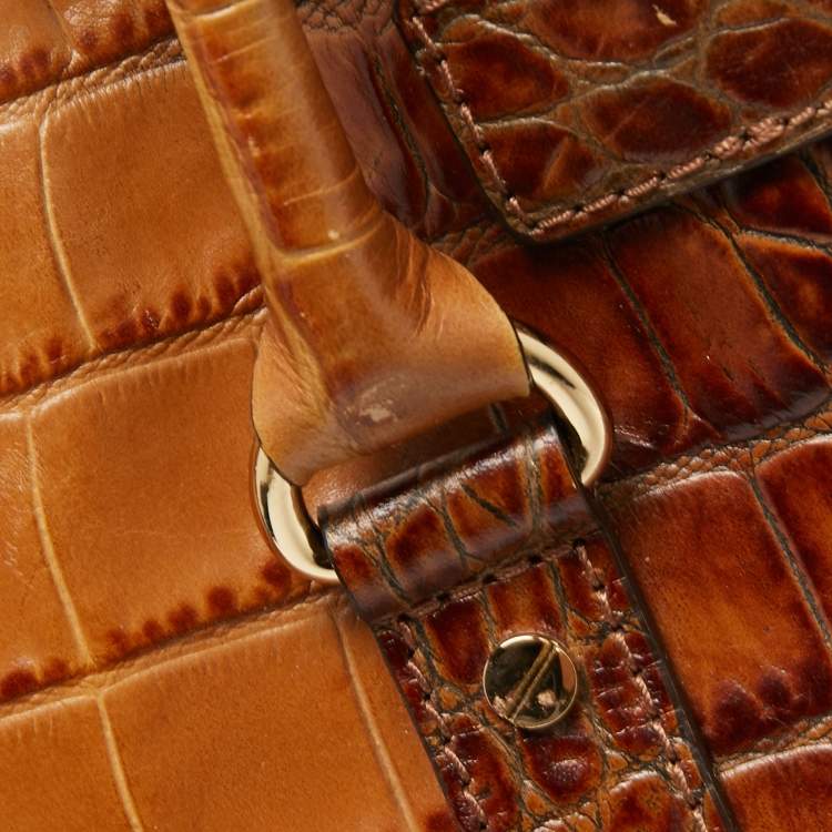 Pre Owned MICHAEL Michael Kors Brown Croc Embossed Leather Large Hamilton North South Tote