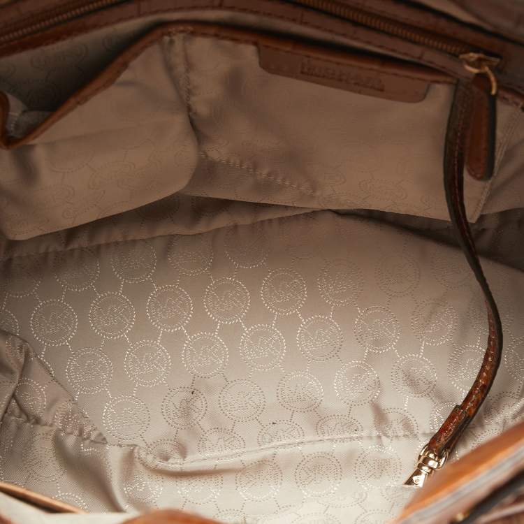 Pre Owned MICHAEL Michael Kors Brown Croc Embossed Leather Large Hamilton North South Tote