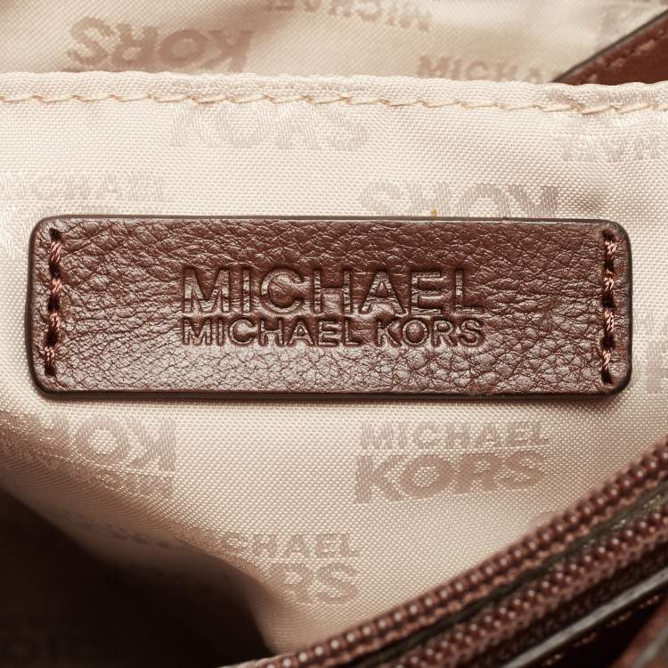 Pre Owned MICHAEL Michael Kors Brown Zebra Print Canvas and Leather Hamilton Whipstitch Tote