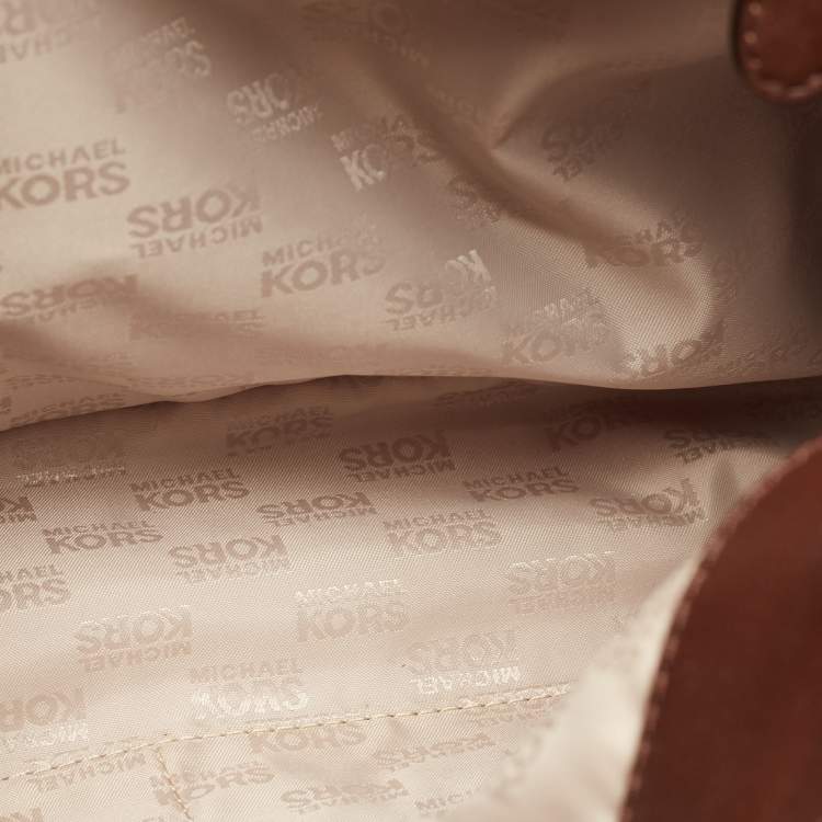 Pre Owned MICHAEL Michael Kors Brown Zebra Print Canvas and Leather Hamilton Whipstitch Tote