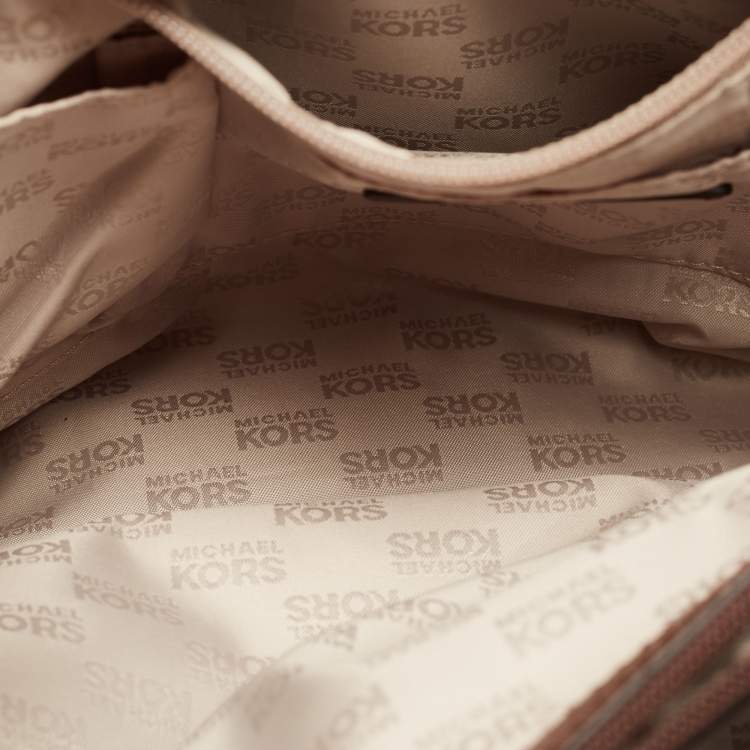 Pre Owned MICHAEL Michael Kors Brown Zebra Print Canvas and Leather Hamilton Whipstitch Tote