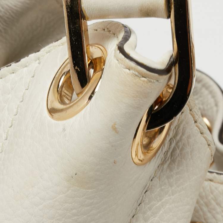 Pre Owned MICHAEL Michael Kors Off White Leather Large Camden Drawstring Shoulder Bag