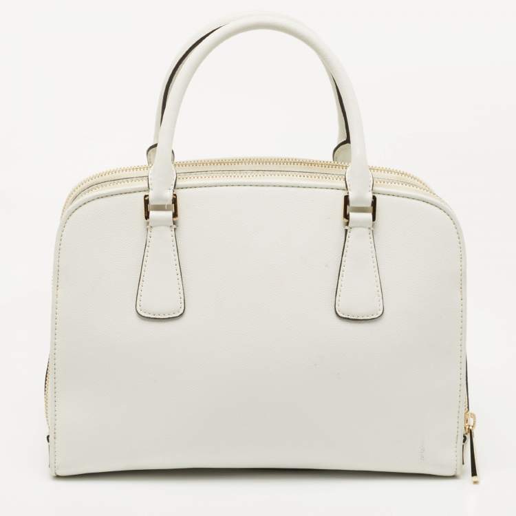 Pre Owned MICHAEL Michael Kors Off White Leather Reese Satchel