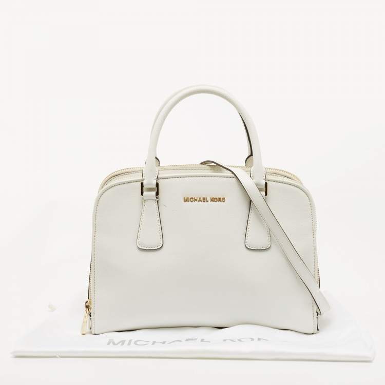 Pre Owned MICHAEL Michael Kors Off White Leather Reese Satchel