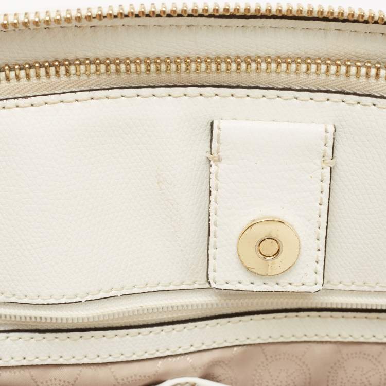 Pre Owned MICHAEL Michael Kors Off White Leather Reese Satchel