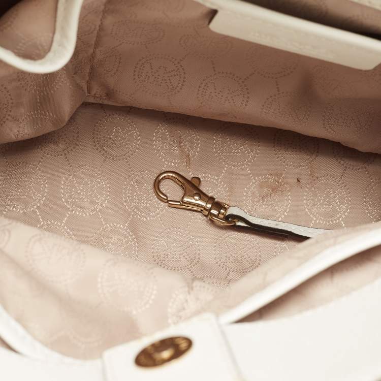Pre Owned MICHAEL Michael Kors Off White Leather Reese Satchel