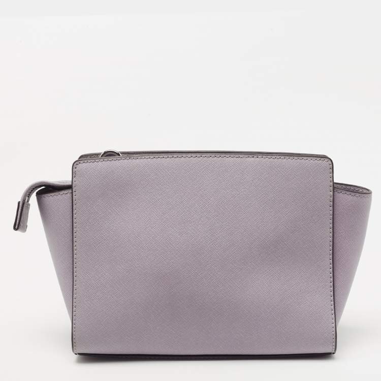 Pre Owned MICHAEL Michael Kors Lilac Leather Small Selma Crossbody Bag