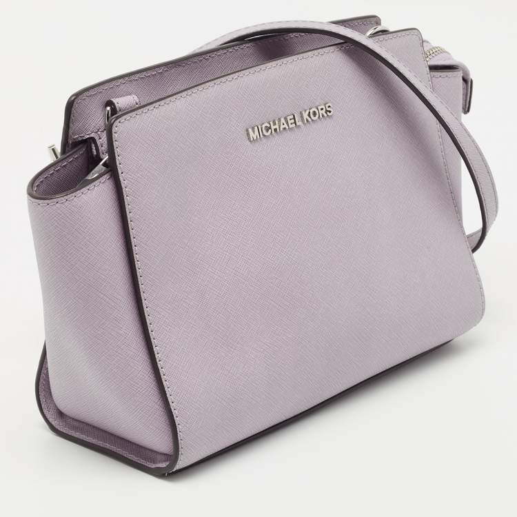 Pre Owned MICHAEL Michael Kors Lilac Leather Small Selma Crossbody Bag