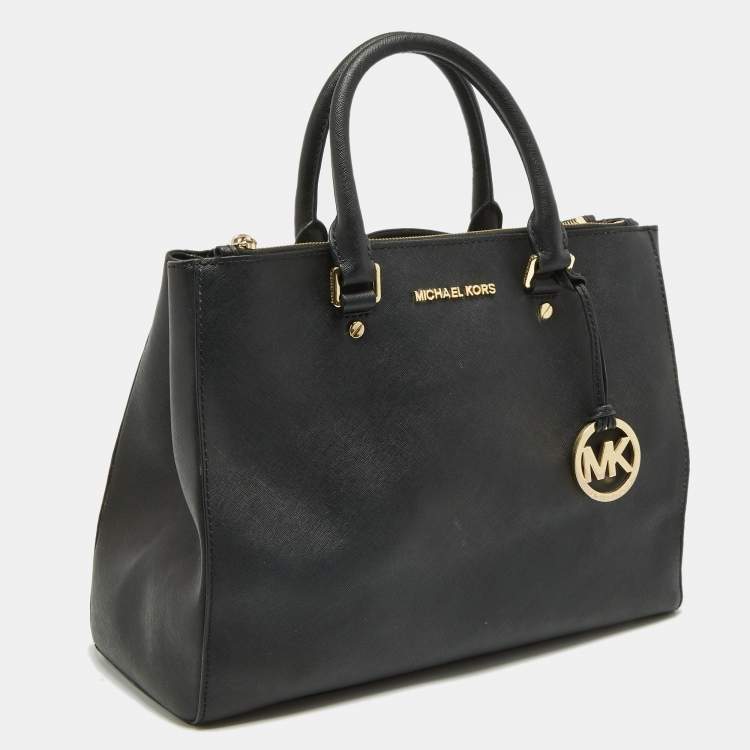 Pre Owned MICHAEL Michael Kors Black Saffiano Leather Large Sutton Tote