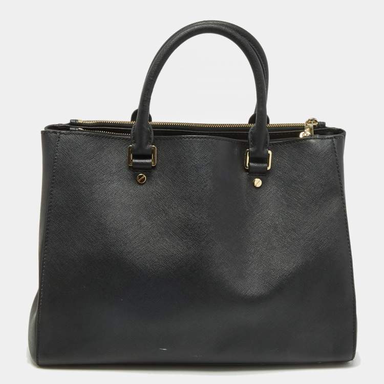 Pre Owned MICHAEL Michael Kors Black Saffiano Leather Large Sutton Tote
