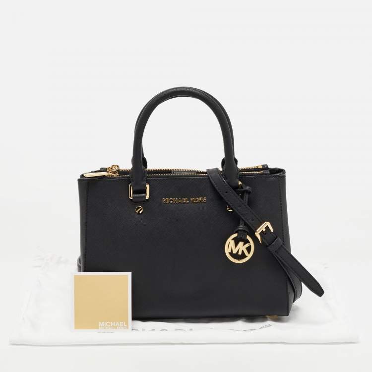 Pre Owned MICHAEL Michael Kors Black Leather Double Zip Tote